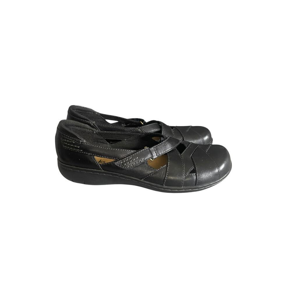 Clarks Women’s Ashland Spin Q Black Leather Slip On Loafers Size-7M
